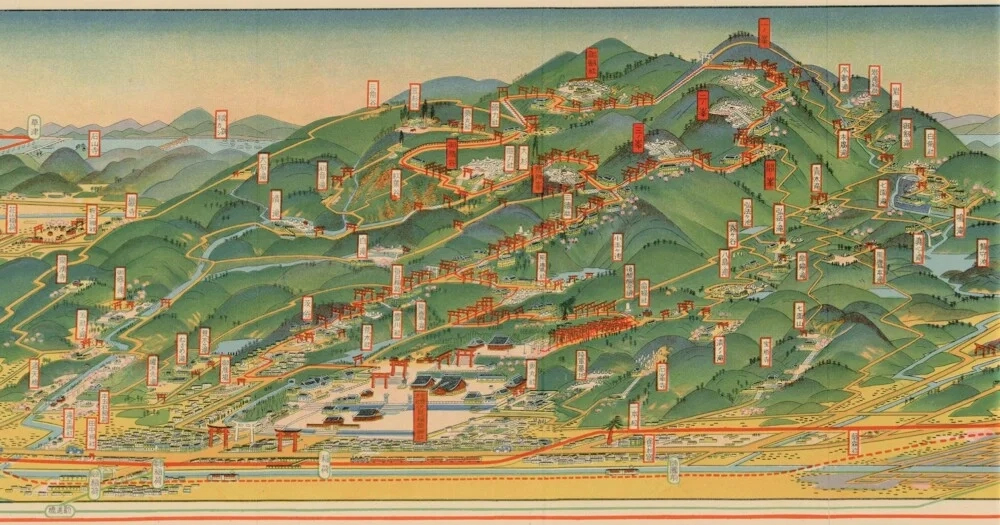 吉田初三郎「伏見稲荷全境内名所図絵（部分拡大）」